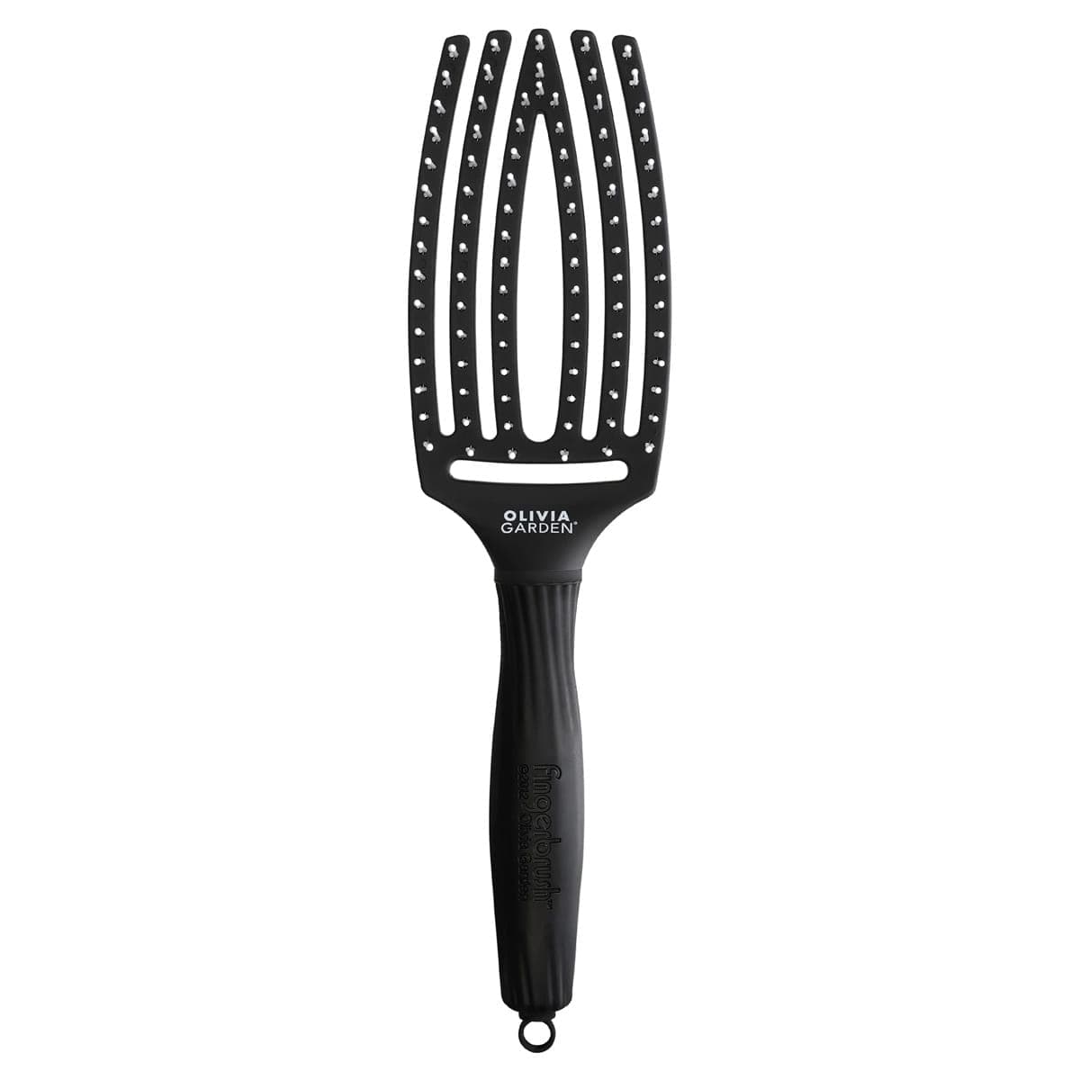 Olivia Garden Finger Brush Ionic Care Medium nylonowa szczotka do rozczesywania włosów | black