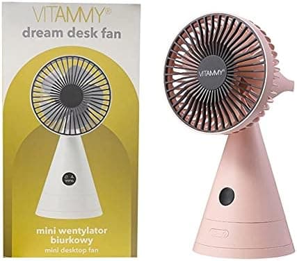 VITAMMY DREAM DESK FAN RÓŻOWY Mini wentylator biurkowy USB,