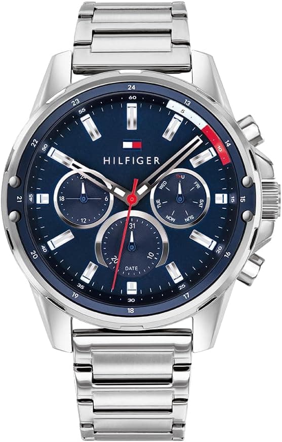 Tommy Hilfiger Analogowy, wielofunkcyjny zegarek kwarcowy dla mężczyzn, z bransoletą ze stali nierdzewnej
