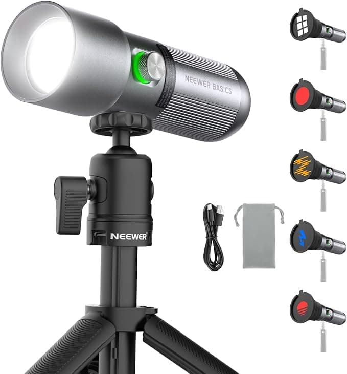 NEEWER BASICS latarka fotograficzna RGB ze statywem stołowym/4 kolorami/20 filtrów Gobo
