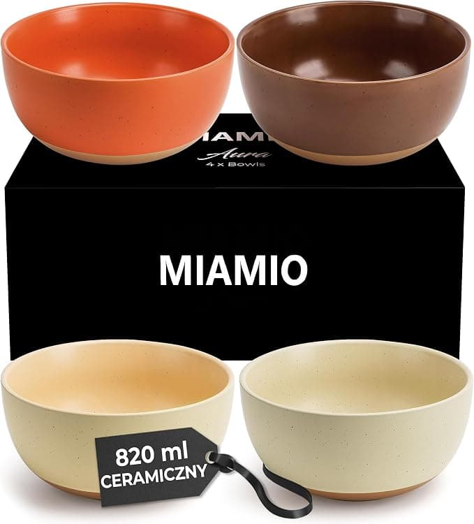 MIAMIO - Zestaw 4 ceramicznych misek (820 ml) - Aura (Beżowy)