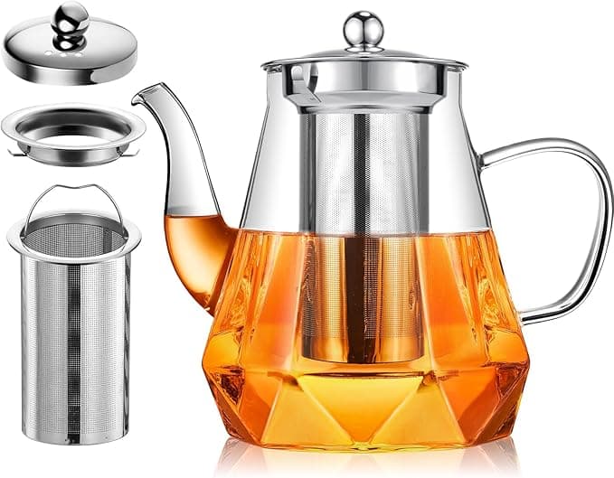 Szklane czajniki z zaparzaczem, dzbanek do herbaty STNTUS 1200 ml