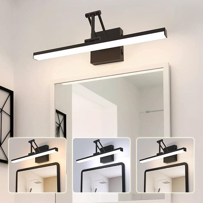 Sytmhoe Lampa Łazienkowa Nad Lustro 3000K 4000K 6000K Zmienny z Wspornik Teleskopowy,12W 960LM Ip44 Oświetlenie Obrazów z Wyłącznikiem