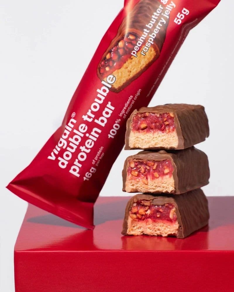 Vilgain Double Trouble Protein Bar - ORZECHY ARACHIDOWE DŻEM MALINOWY