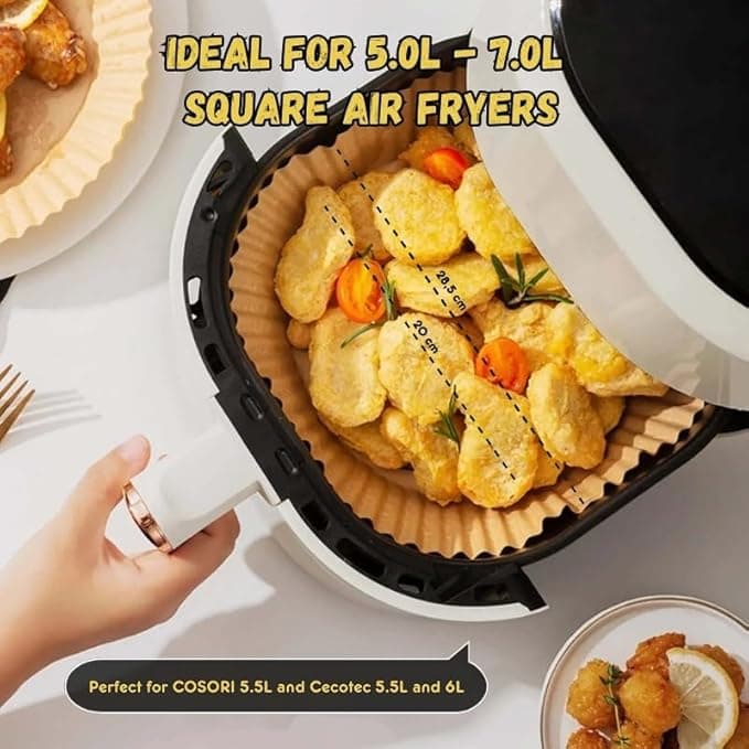 CREADY Papier Premium do Frytkownicy Beztłuszczowej – 100 sztuk, ekstra gruby [20–24 cm] 