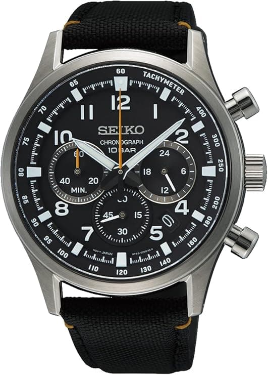 Seiko Kwarc analogowy, czarny & niebieski, Pasek