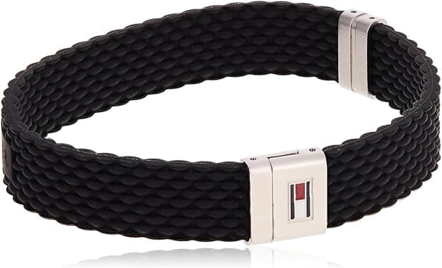 Tommy Hilfiger Herren Armband aus Edelstahl und Silikon in der Farbe Schwarz