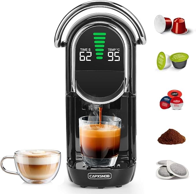 Magician1 Mini Multikapsułkowy Ekspres do kawy 5 w 1, do Nespresso, Dolce Gusto, Lavazza A Modo Mio, Saszetki ESE 44mm i Kawy Mielonej