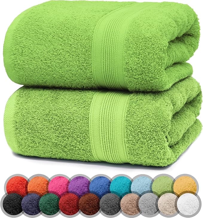 NatureMark 2-pak ręczników prysznicowych jakość premium 70 x 140 cm ręcznik prysznicowy dwupak kolor: zielone jabłko