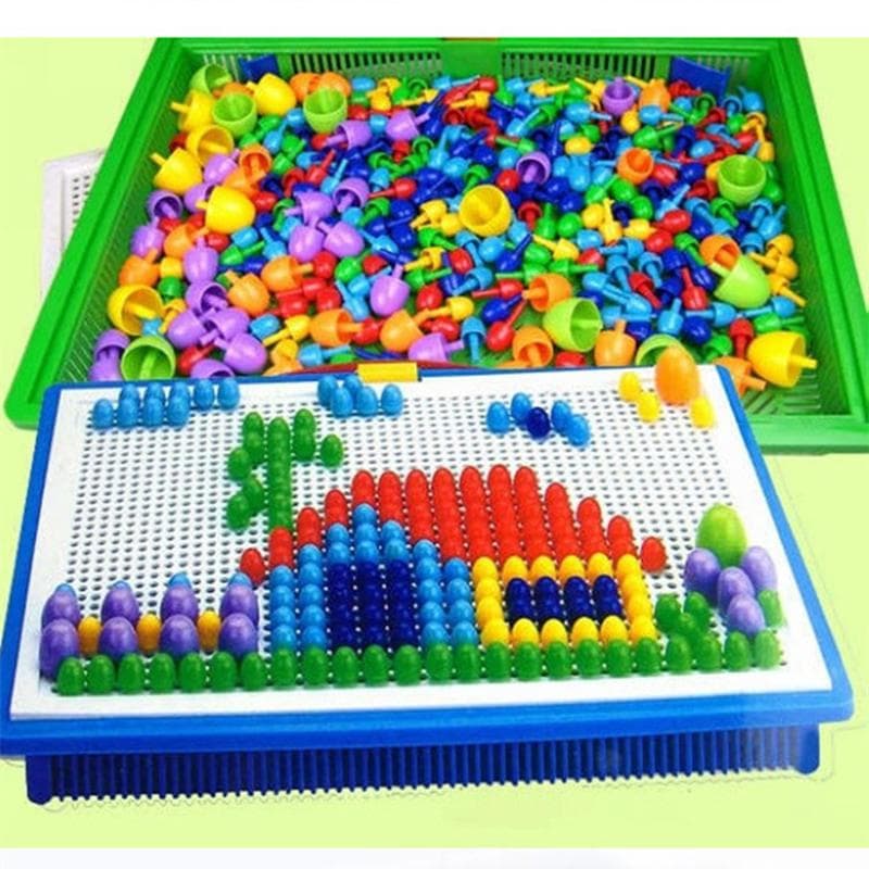 296 sztuk/zestaw Grain Mushroom Nail Beads Inteligentna układanka 3D Puzzle 