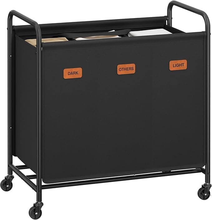 SONGMICS Rolling Laundry Basket, 3-komorowy pojemnik na pranie