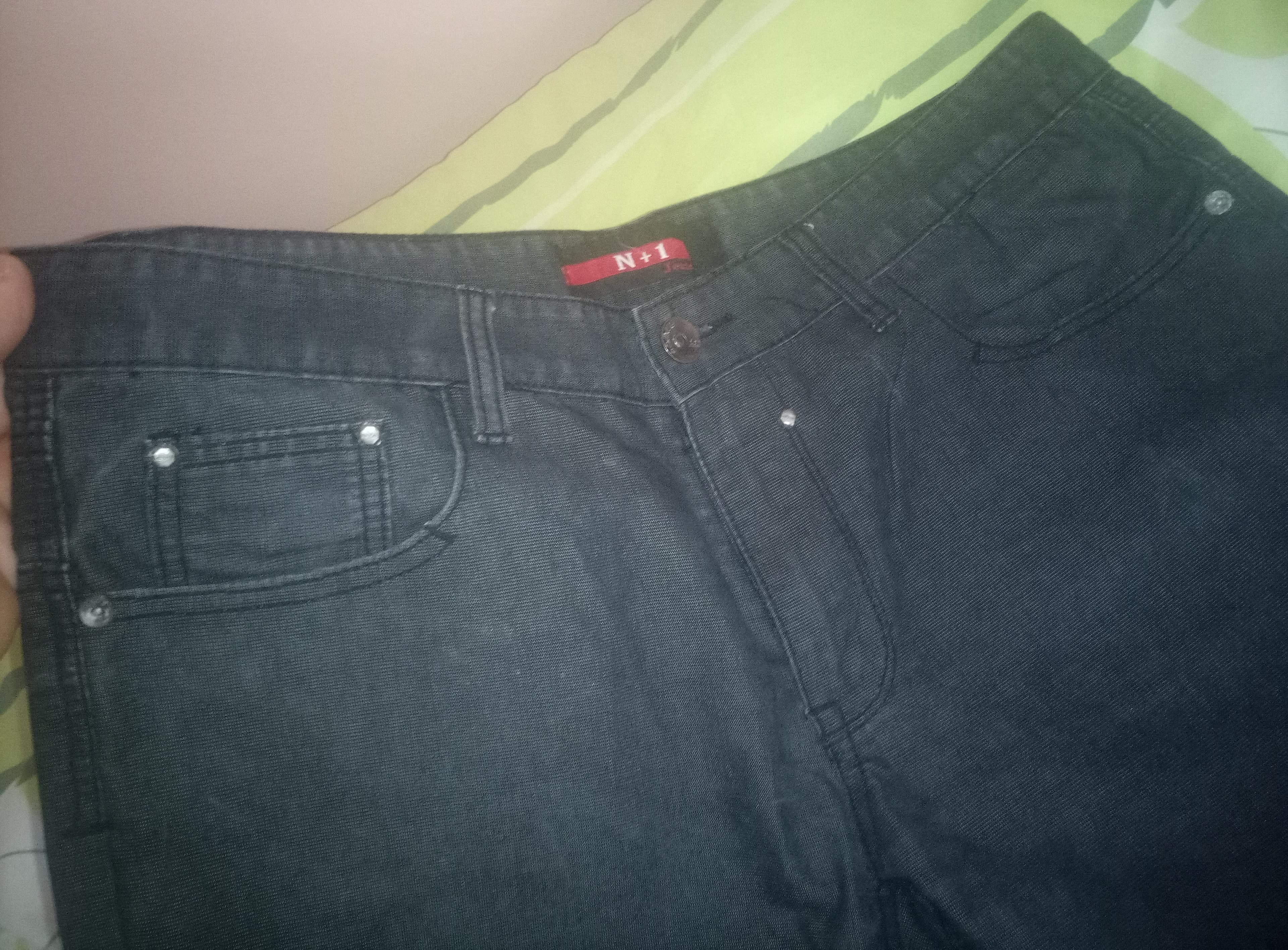 Spodnie męskie czarne dżinsowe r.XL 100% bawełna