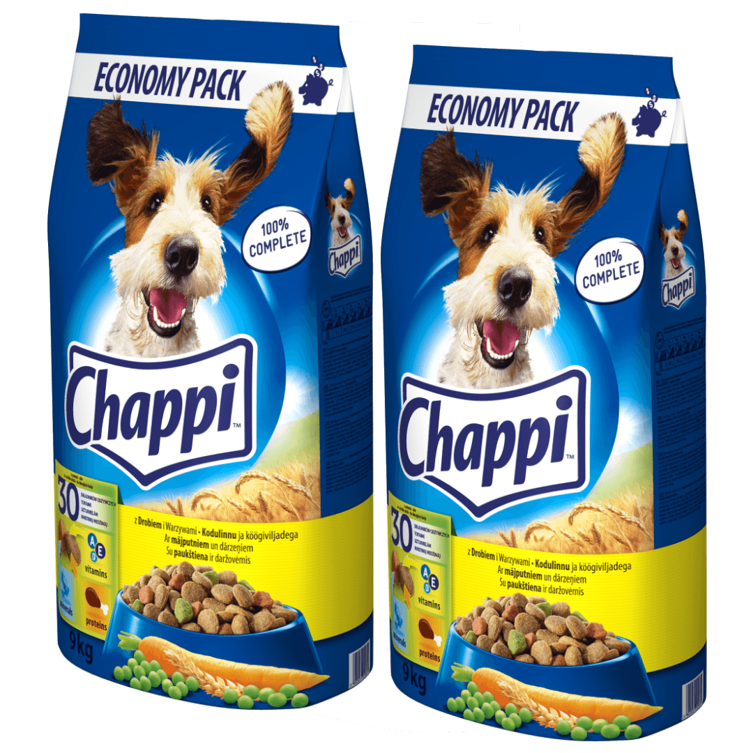 Chappi Sucha Karma Dla Psa Z Drobiem I Warzywami 2x9kg  Znalezione na unizoo.pl