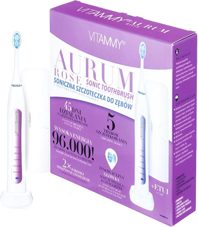 VITAMMY AURUM ROSE Szczoteczka soniczna do zębów z polerowaniem, elegancki design