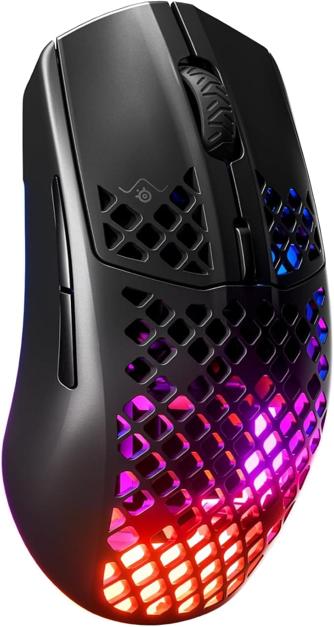 SteelSeries Aerox 3 Wireless - Mysz z otworami z RGB - Ultralekka, wodoodporna konstrukcja - Sensor TrueMove Air 18K DPI - Onyx