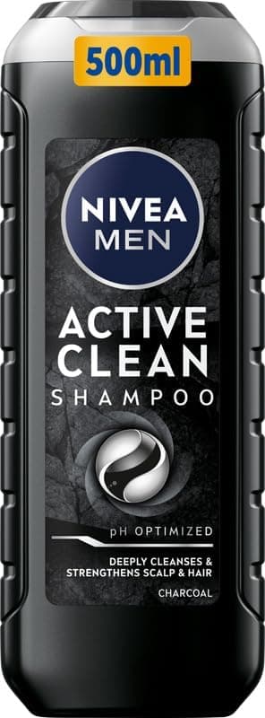 NIVEA MEN ACTIVE CLEAN Oczyszczający Męski Szampon do Włosów z Aktywnym Węglem 500 ml