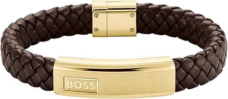 BOSS Biżuteria męska LANDER Collection pleciona skórzana bransoletka