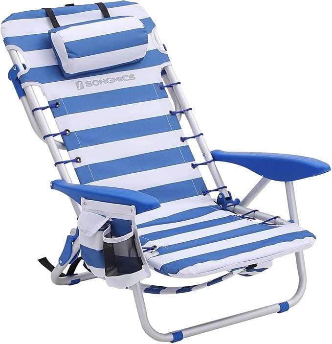 SONGMICS Krzesło plażowe z poduszką