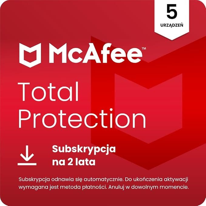 McAfee Total Protection – antywirus, VPN, oprogramowanie zabezpieczające | 5 urządzenie, 24 miesięcy