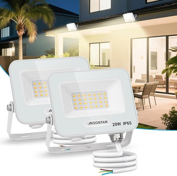 Aigostar – 20 W reflektor zewnętrzny LED, 1650 lm reflektor LED, wodoodporna lampa zabezpieczająca IP65, naturalne oświetlenie zewnętrzne 4000 K
