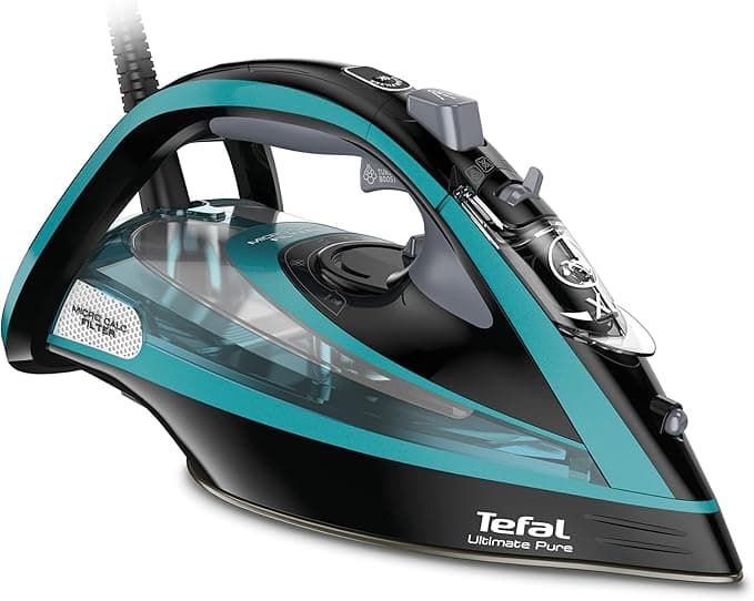 TEFAL FV9844 Ultimate Pure Żelazko, filtr mikro-kalc, uderzenie pary do 250 g/min, stopa Durilium AirGlide Autoclean