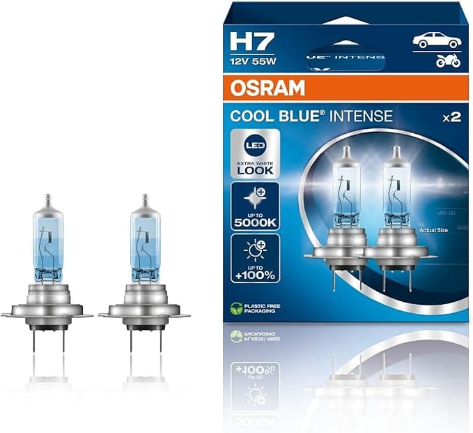 OSRAM COOL BLUE INTENSE H7, +100% większa jasność, do 5000 K, halogenowa lampa czołowa
