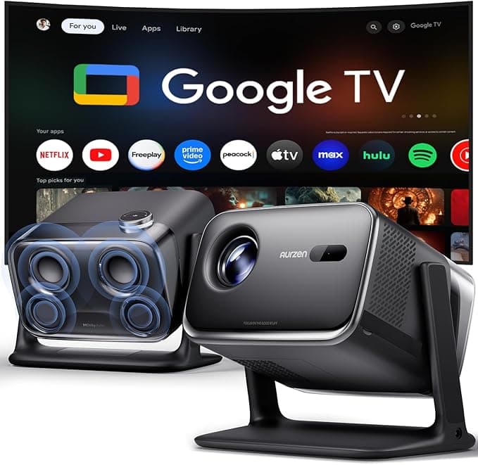 Aurzen Boom Mini 4 w 1 inteligentny projektor z Google TV, kino domowe i projektor zewnętrzny z obsługą 4K