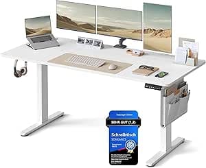 SONGMICS Biurko elektryczne z regulacją wysokości, 140 x 60 x (72-120) cm