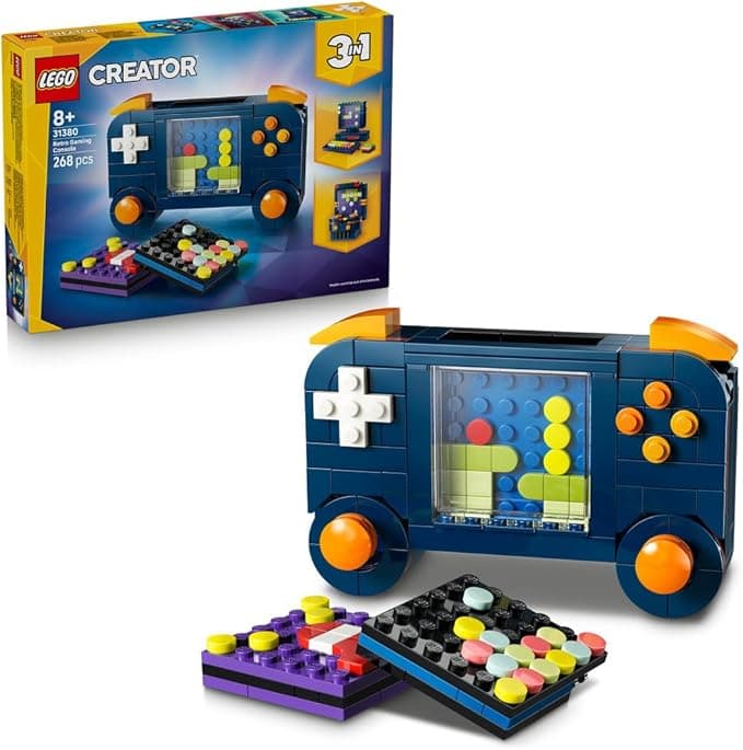 LEGO Creator 3 w 1 Konsola do gry retro, zabawka konstrukcyjna dla graczy, trzy opcje budowania: konsola, komputer lub automat do gier
