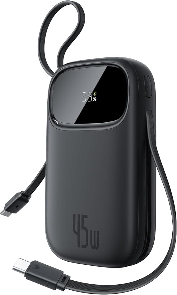  Powerbank 45 W, 20 000 mAh, z 2 wbudowanymi kablami USB-C, Power Bank PD3.0 QC4.0, 3 USB C i 1 USB A, zewnętrzne akumulatory do telefonów komórkowych