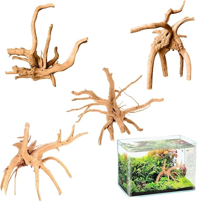 Naturalna dekoracja akwarium, 4 sztuki