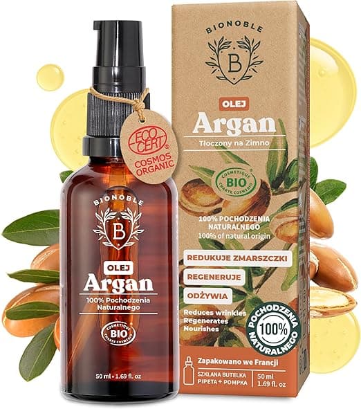 BIONOBLE Organiczny Olej Arganowy - Tłoczony na Zimno w Maroku, 100% Czysty, Bez Heksanu