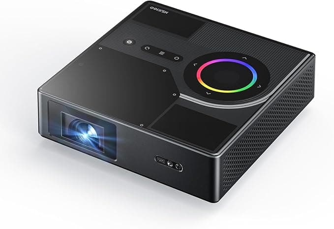NexiGo Nova Mini, przenośny projektor laserowy, Google TV z Netflix, 1080p FHD, 1200 lumenów, kontrast 15 000:1 z SAE, 3D