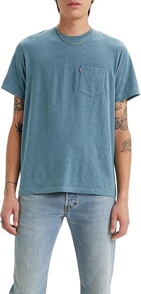 Levi's Men's Non Graphic Tee, Color Indigo Wash Heather, rozmiar L, Indigo Wash Heather, L