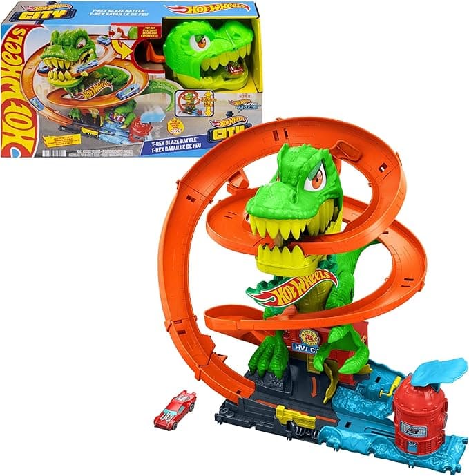 Hot Wheels City T-Rex Blaze Battle i autko 1:64