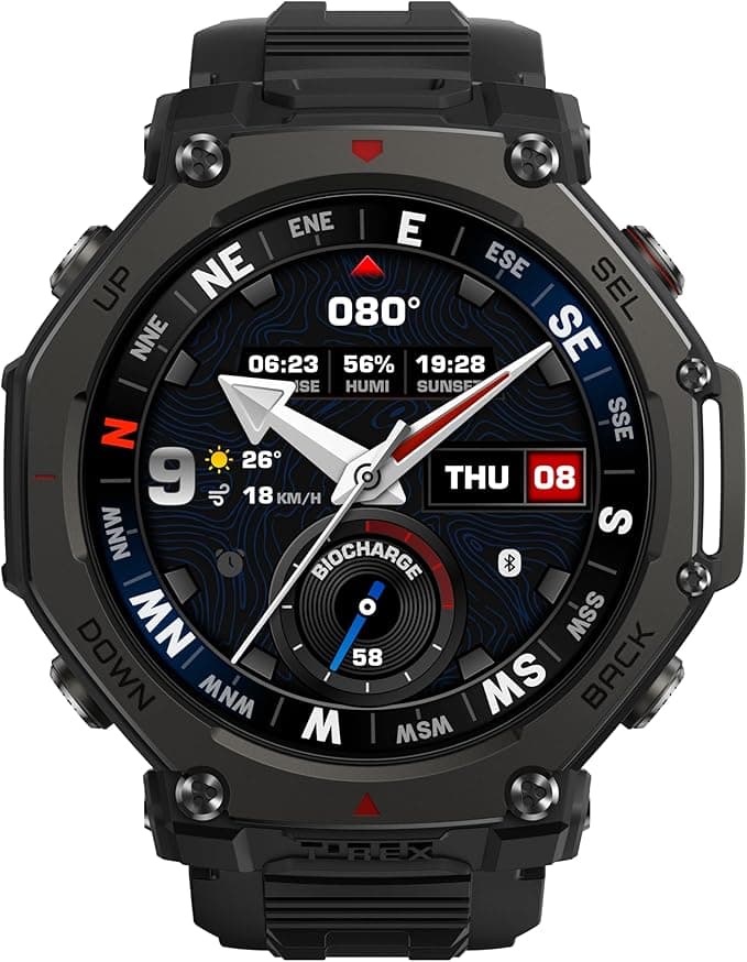 T-Rex 3 Pro Outdoor Smartwatch 48mm Szafirowy Wyświetlacz AMOLED, Tytanowa Ramka, GPS Dual Band, Mapy Offline, 25 Dni Baterii