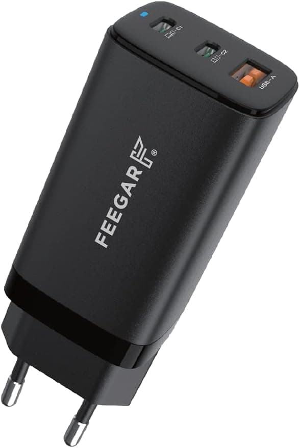Szybka Ładowarka sieciowa Feegar GALL GaN 65W 3x USB Typ C PD Power Delivery PPS do telefonu
