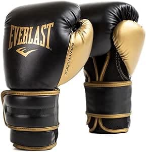 Everlast Powerlock2 Boxing Gloves Black/Gold 12oz - Enhanced Performance and Style