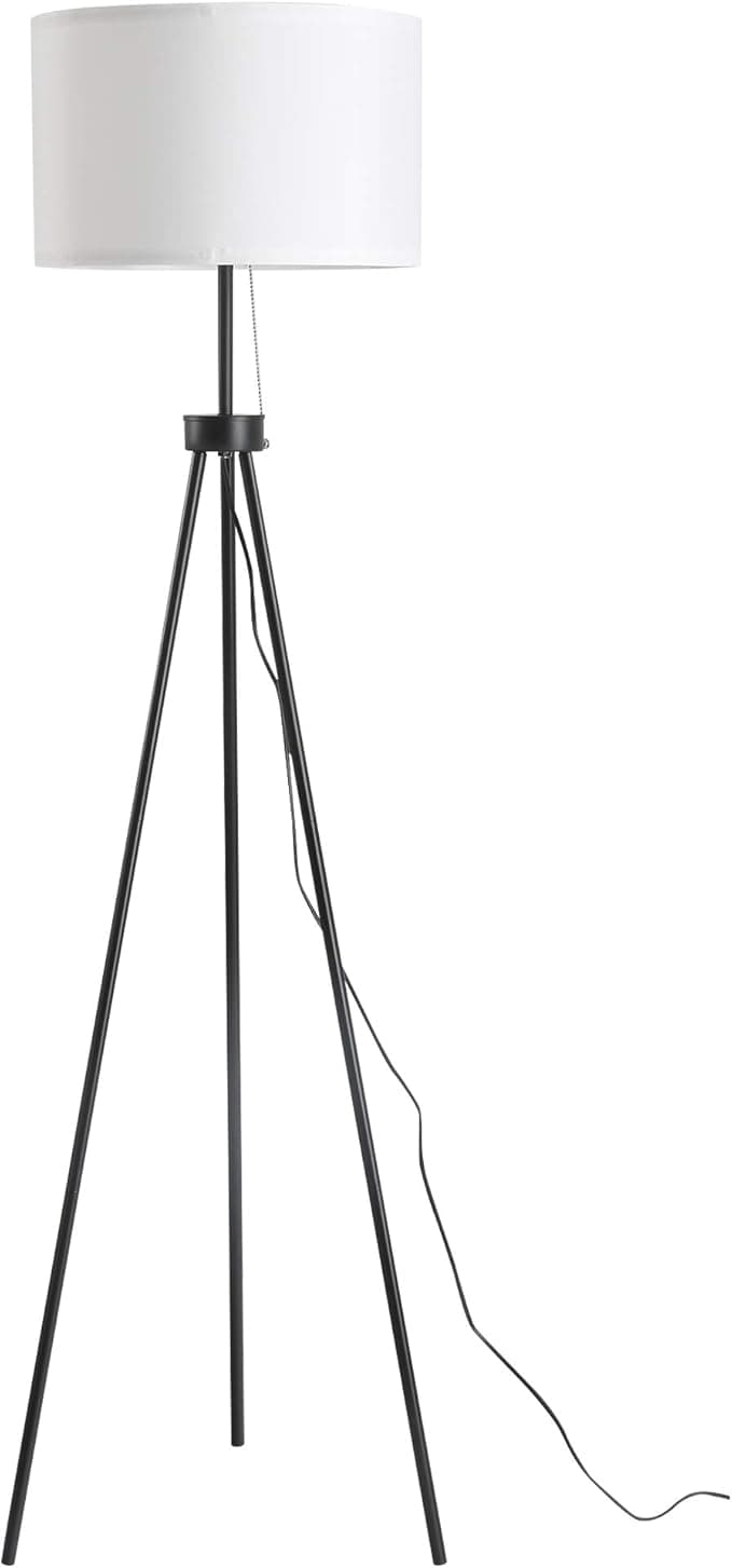 Lampa stojąca E27, 37x37x152 cm, czarno-biała