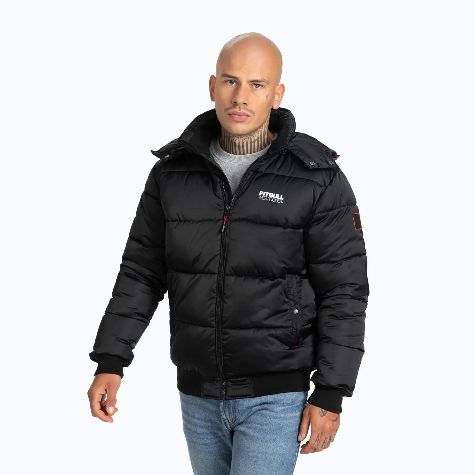 Kurtka zimowa męska Pitbull Walpen Padded Hooded black