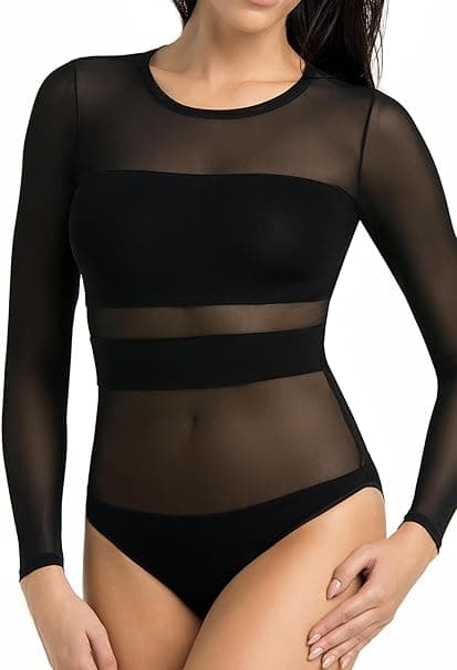 Teyli Body Damskie z Długim Rękawem