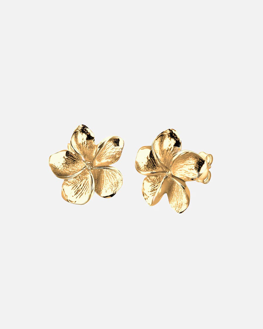 Damskie kolczyki sztyfty Kwiat Frangipani Flower filigranowe w srebrze próby 925 Sterling Silver