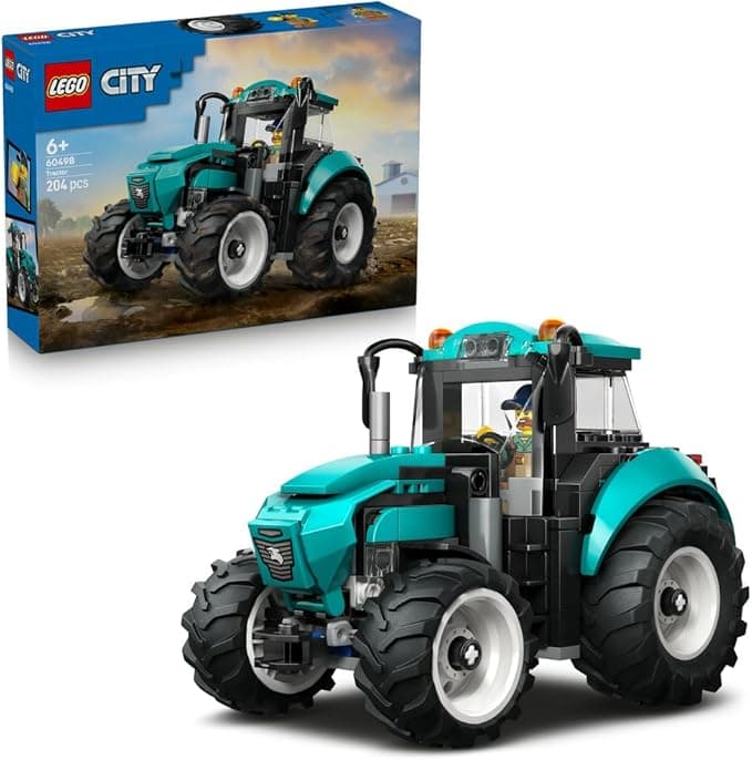 LEGO City Traktor, zabawka dla dzieci od 6 lat, ciągnik z gumowymi oponami i minifigurką rolnika, pomysł na prezent dla 6-latka